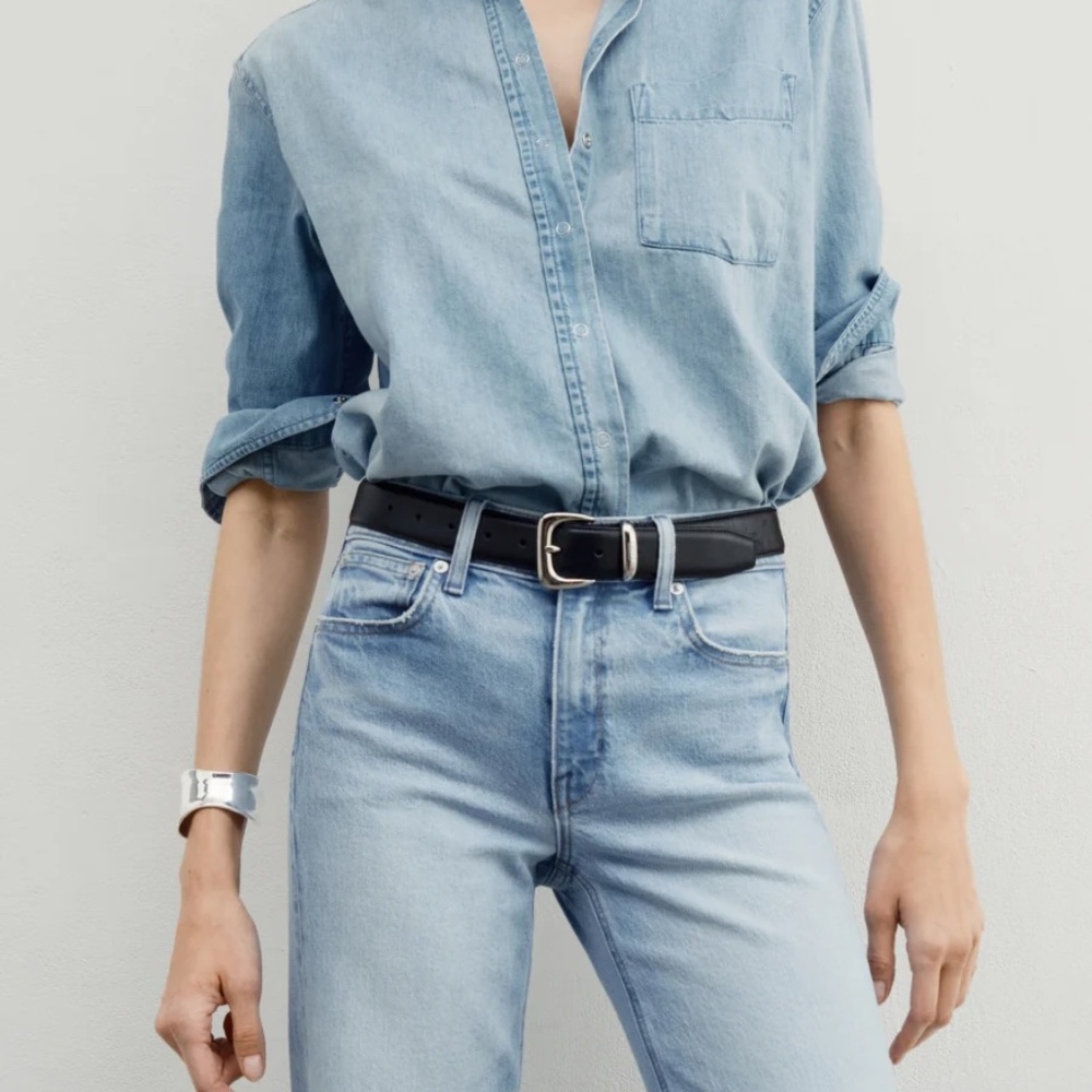 AYR The Deep End Woven Shirt, Denim, Size M.